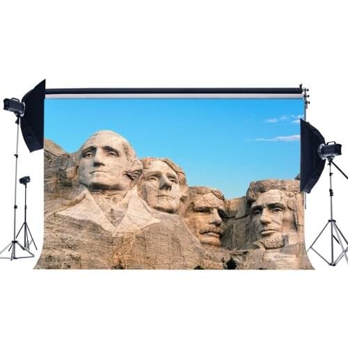 American Mount Rushmoore National Memorial Backdrop Famous Carving Rock Stone Statue Blue Sky White Cloud Photography Background