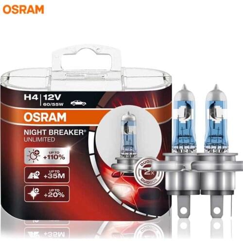 OSRAM H4 Night Breaker Car Headlight Bulb Low Beam High Beam Halogen Lamp Unlimited 64193NBU P43t 3900K 12V 60/55W (1pieces)