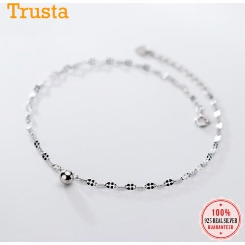 Trustdavis Authentic 925 Sterling Silver Fashion Minimalist Sweet Beads Chain Anklets For Women Wife Best Friend Gift DA1154