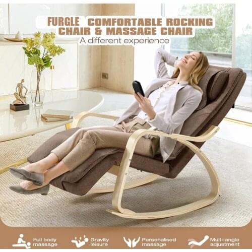 Wooden Electric Massage Chair with Heating Vibration Full Body Massage Function Leisure Rocking Recliner Chair for Living Room