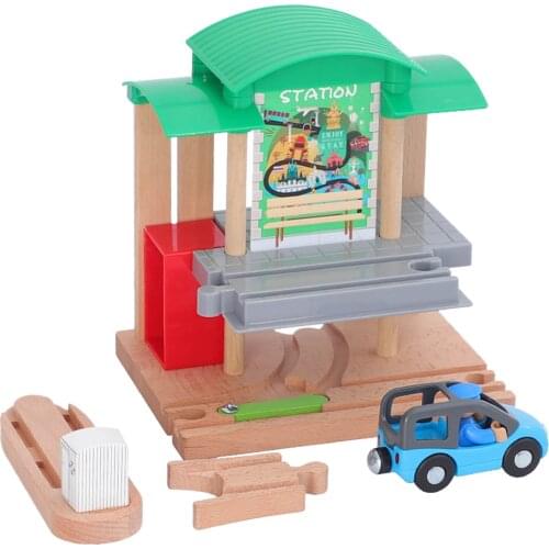 Wooden Track Train Set Car Wooden Railway Track Changing Station Educational Puzzle Toys Wooden Track Toys For Boy Gifts