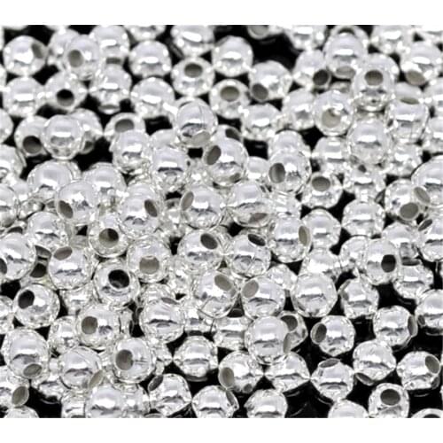 DoreenBeads 1000PCs Silver Color Smooth Ball Spacers Beads For Jewelry Making DIY Necklace Bracelet Beads Accessories 3mm Dia