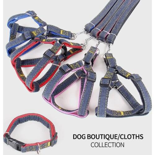 Jean Pet Traction Suit Dog Harness Dog Collar Dog Traction Rope Dog Harness Traction Rope Suit for small medium big Dog