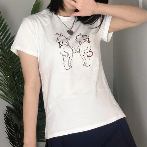 UNUTH Girls Soft Cotton O Neck T-shirt 2021 Summer Fashion Ladies Casual Slim T-shirt Female Printed Straight T-shirt Top