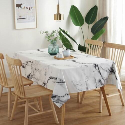 Nordic Marble Printed Cotton Tablecloth Rectangular Dustproof Table Cloth Tapete Toalha De Mesa