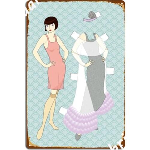Flapper Paperdoll Evening Gown Metal Signs Custom Wall pub Poster Tin sign Posters