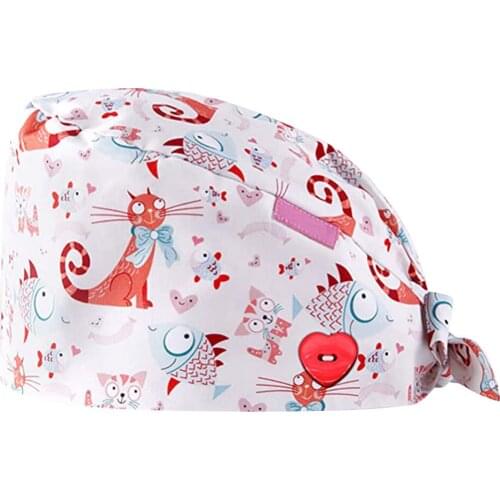 Fashion Printed Button Work Hat Casual Unisex Scrub Cap gorros quirofano mujer casquette chirurgicale uniform Accessories