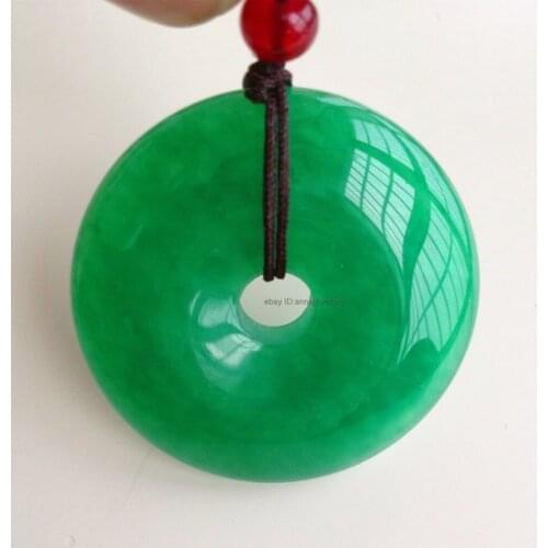 Chinese 30mm natural Green Natural Stone hand-carved Harmony pendant necklace