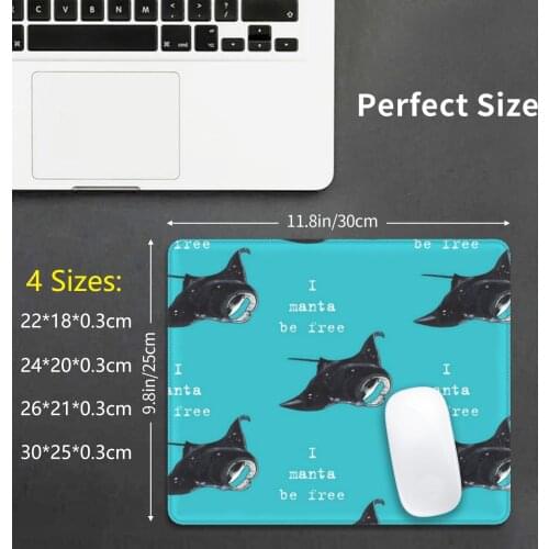 Manta Ray-Animal Series Mouse Pad DIY Print Ray Fish Sea Ocean Black Animal Zoo Pun Funny Comedy Humor