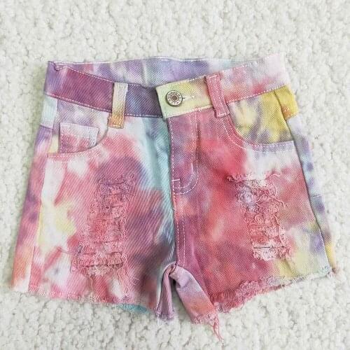 Best Selling Summer Girl Tie-Dye Denim Shorts Toddler kids Fashion High Quality Jeans With Button