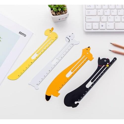 40pcs Design Bookmark Ruler Kawaii Animal Ruler Metal Cute Dog Duck Cat Office Supplies Japanese Stationery Accessories