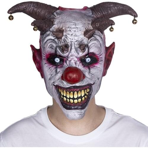 Evil Clown Mask Horror Villian Slasher Circus Carnival Halloween Party Jester Costume Props