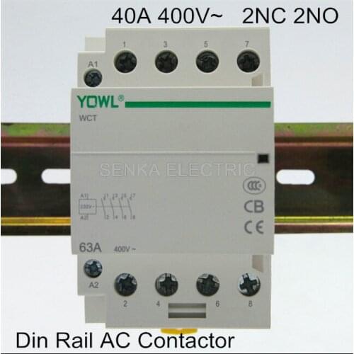 CT1 4P 40A 220V/230V 400V~ 50/60HZ 35mm Din rail Modular AC Contactor Household Home ac contactor 2NC 2NO