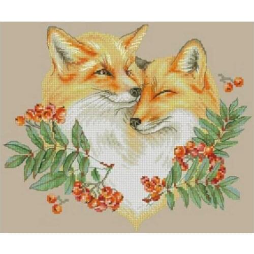 Snuggling fox patterns counted 11CT 14CT Cross Stitch Sets DIY Chinese Cross-stitch Kits Embroidery Needlework