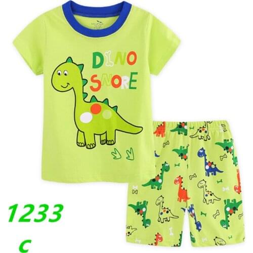 New Summer Cartoon Pajamas For Boys Cute Dinosaur Pyjamas Children Short Sleeve Pijamas Set Kid Homewear Girls Night Wear