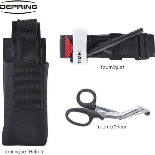 One Hand Tourniquet Trauma Shear Molle Pouch First Aid Kit for Car Vehicle Outdoor Camping Hiking Travel Molle Medical Pouch