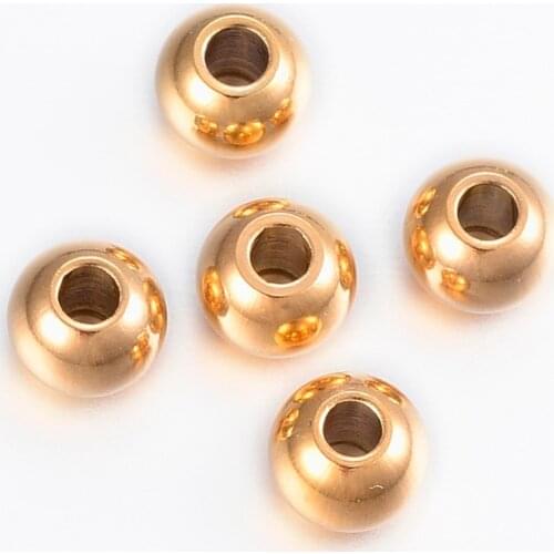 PandaHall 20pcs 304 Stainless Steel Beads Jewelry Bracelet necklace Accessories DIY Loose Findings Beads Round 6x5mm