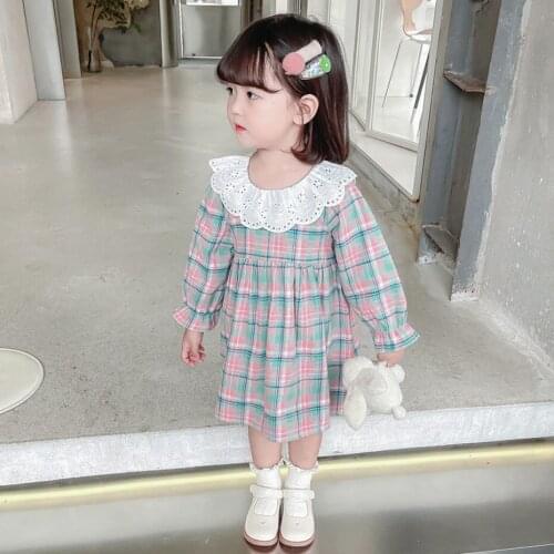 Girl Dresses Plaid Pattern Dress For Girl Spring Autumn Dress For Kids Casual Style Kids Costume