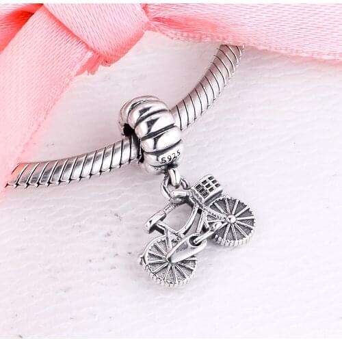 Fits for Pandora Charms Bracelets Bicycle Beads 925 Sterling Silver Jewelry Free Shipping