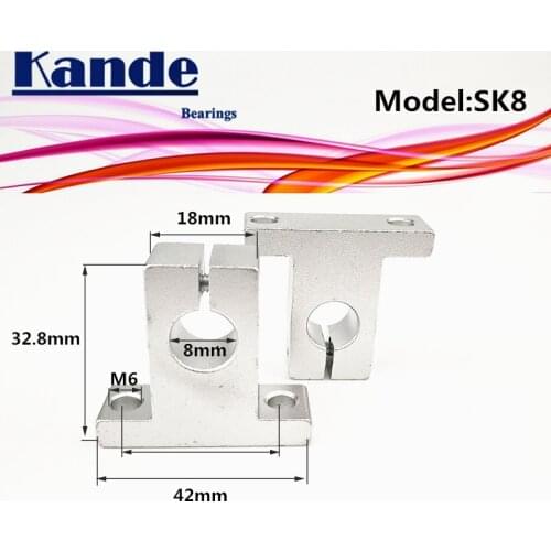 Kande Bearings 4pcs SK8 8mm linear shaft support for 3D printers sliding SK8 8mm