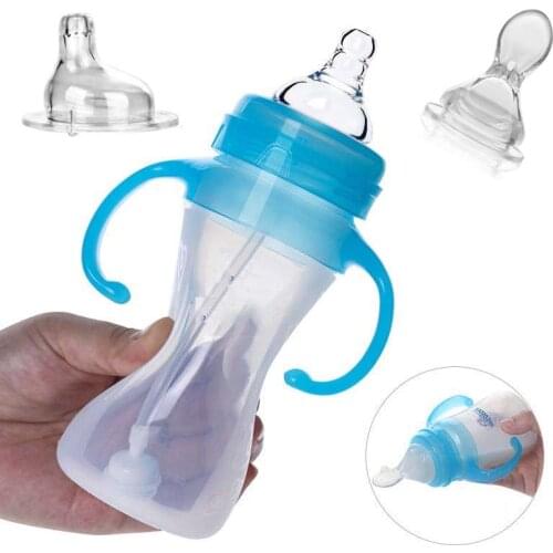 3 in 1 Useful Safety Silicone Baby Bottle With Spoon Food Supplement Rice Paste Feeding Bottles Convenient Practical 150/240ML