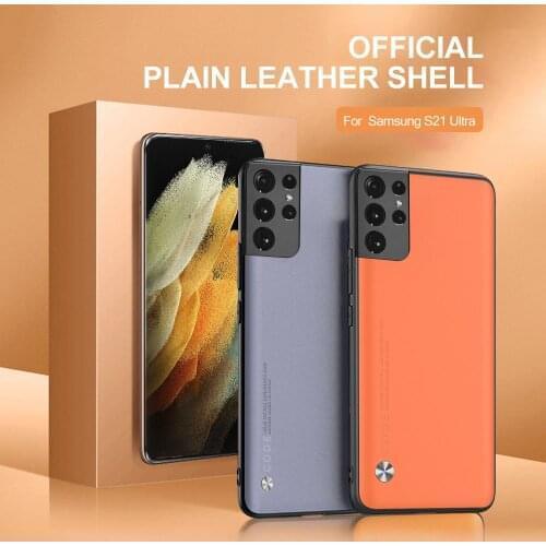 Plain Leather Case For Samsung Galaxy S20 S21 S 21 Note 20 Note20 Ultra Plus + FE Shockproof Fundas TPU Bumper Shockproof Coque