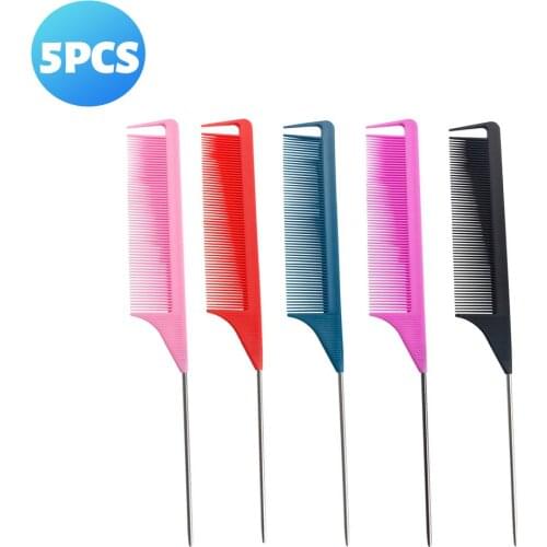5pcs/set Hairdressing Pointed Tail Hairstyle Comb Antistatic And Heat Resistant Hairdressing Comb Men And Women