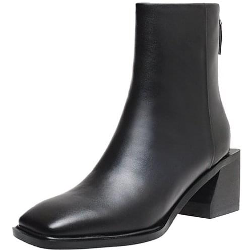 SKLFGXZY New winter Genuine leather ankle Women boots Fashion boots Female boots Square head warm cowhide Women shoes