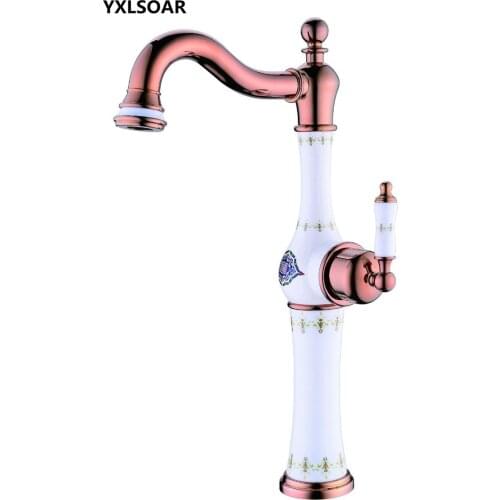 Bathroom Basin Faucet Total Brass Sink Mixer Tap Hot & Cold Faucet Single Handle Ceramic Vase Shape Bathroom Crane Lavatory Tap