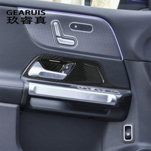 Car Styling For Mercedes Benz B Class W247 GLB X247 Carbon fiber Interior Door Handle Bowl Covers Stickers Trim Auto Accessories