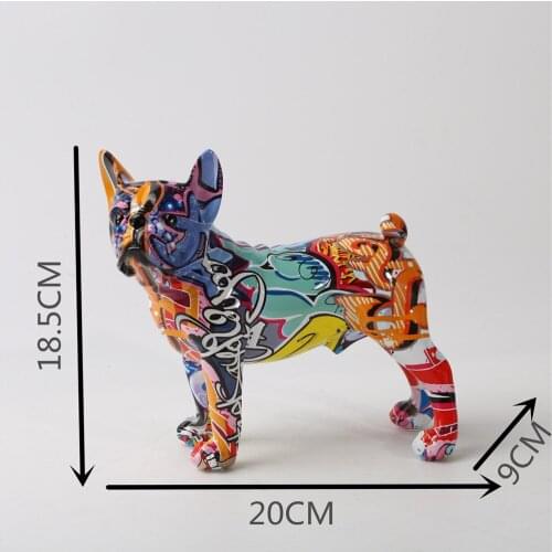 Creative Art Colorful Animals Small English Bulldog Resin Crafts Home Decoration Color Modern Simple Office Desktop Craft