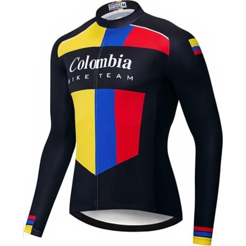 Colombia flag Thin&Fleece Autumn&Winter Long Sleeve Cycling clothing Breathable Anti-UV Bicycle Wear long Sleeve Cycling Jersey