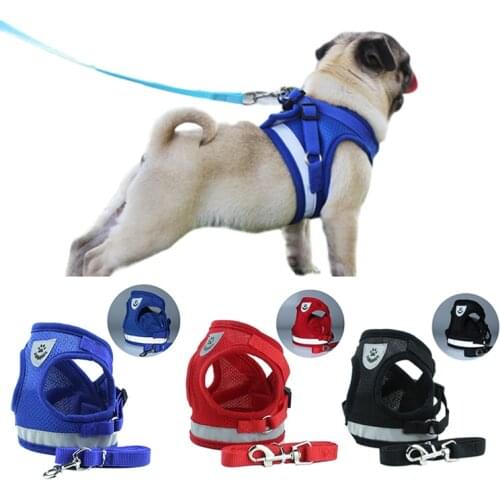 Breathable Dog Cat Harness Vest Reflective Dog Harness And Leash Set For Chihuahua Puppy Small Medium Dog Arnes Perro