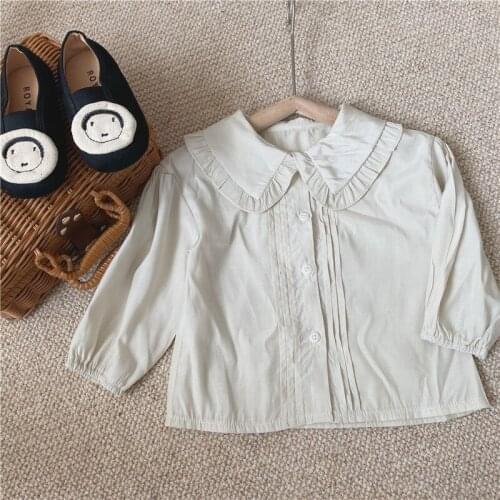 2021 Korea style girls shirt full sleeve autumn cotton girls blouse kids clothes 1-6 years