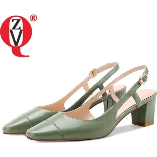 ZVQ New Style Genuine Leather Round Toe Good Quality Women Shoes Sandals Solid Color Comfortable Mature Office Ladies Concise