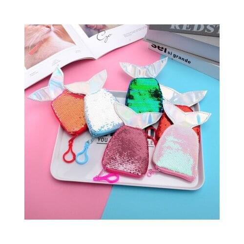 Ladies fashion coin purse single side sequin portable coin bag hook coin bag key coin bag storage bag portable small gift