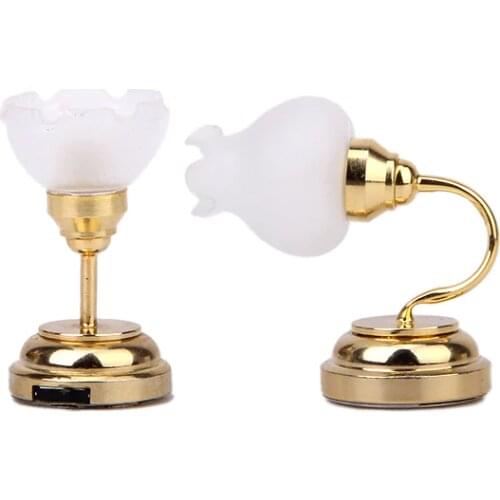 1:12 Dollhouse Miniature White Shade Ceiling Light LED With Battery