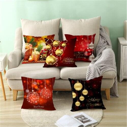 1PCS 44x44cm Merry Christmas Pillow Case Happy New Year Bell Pillowcases Decorative Pillows Christmas Pillow Cover 5z