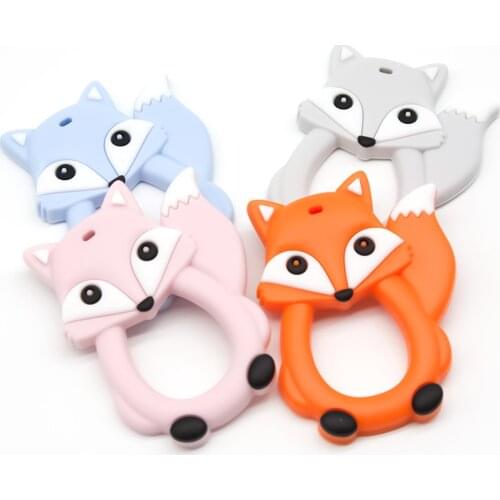 Cute-Idea 1PC FOX Cartoon Animal Nursing Pacifier Chain Teether Toddle Soft Baby Product Teething DIY Food Grade Handmade