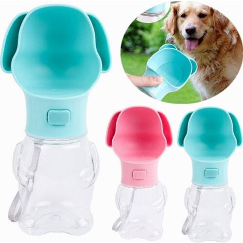 1pcs Dog Travel Water Bottle Dispenser Foldable Plastic Dog Cat Drinking Water Feeder Portable Outdoor Pet Puppy Bowl 500ml