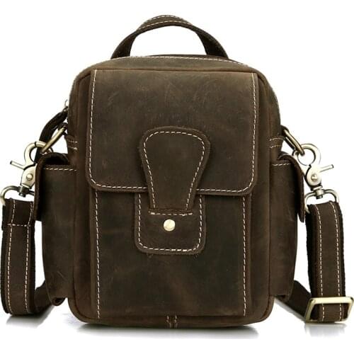 2016 Vintage men Genuine Leather Shoulder Bag small Men Crossbody Bag Leather Messenger Bag male Casual Bag Brown whosale Price