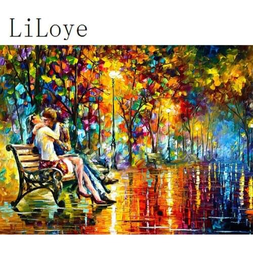 LI LOYE 5D Diamond Embroidery Icon DIY Diamond Painting Cross Stitch Scenery kiss couple Rhinestones Mosaic Decor paintings Q954