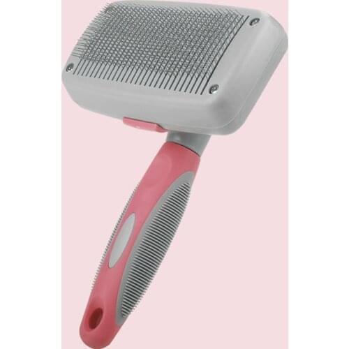 Steel Needle Surface Automatic Hair Remove Dog Comb Pet Brush Hair Removal Easy Clean Compact Mesh Comb Pin-faced Button Lock