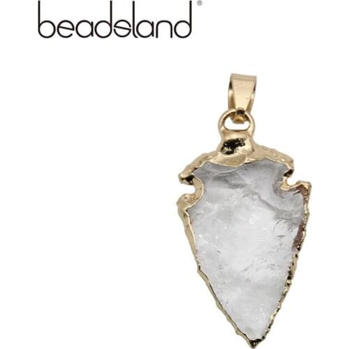 Beadsland Crystal Natural Stone Semiprecious Stone Arrowhead Shapped Pendant DIY Fashion Jewelry Necklace Size 40*25mm 38566