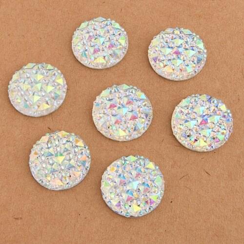 BOLIAO 6Pcs 25mm AB Color White Round Shiny Resin Flat Back Rhinestone Glue on Bags/Clothes Home Accessories Decoration R406