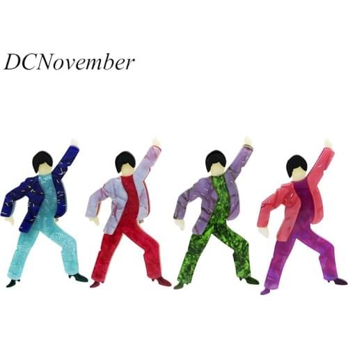 4 Colors john Paris Figural John Travolta Disco Dance Resin Brooch Pin Acrylic Acetate Celluloid Brooch Gifts DCNovember