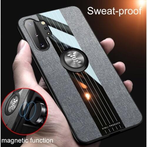 For Samsung Galaxy Note 10 Plus Cover Case Matte Fabric Magnetic Bracket Back Case For Note 8 9 10 Lite Note 20 Ultra Case Coque