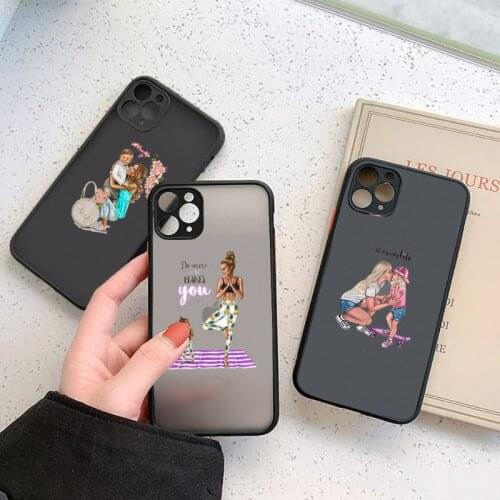 Mom and baby Phone Case For iphone 12 11 7 8 plus mini x xs xr pro max matte transparent cover