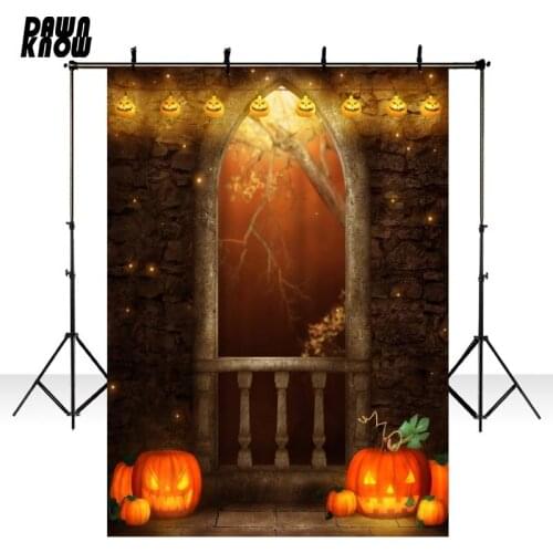 DAWNKNOW Cartoon Pumpkin Lamp Photography Background Night Photocall Children Photo Backdrops Baby Photo Studio HA014