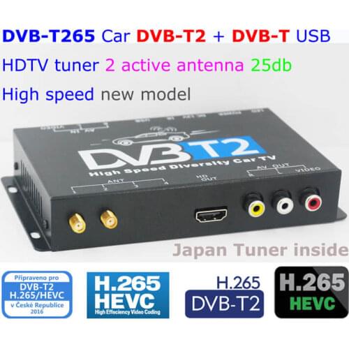 HDTV Car DVB-T265 Germany DVB-T2 H.265 HEVC MULTI PLP Digital TV Receiver automobile DTV box With Two Tuner Antenna Freene